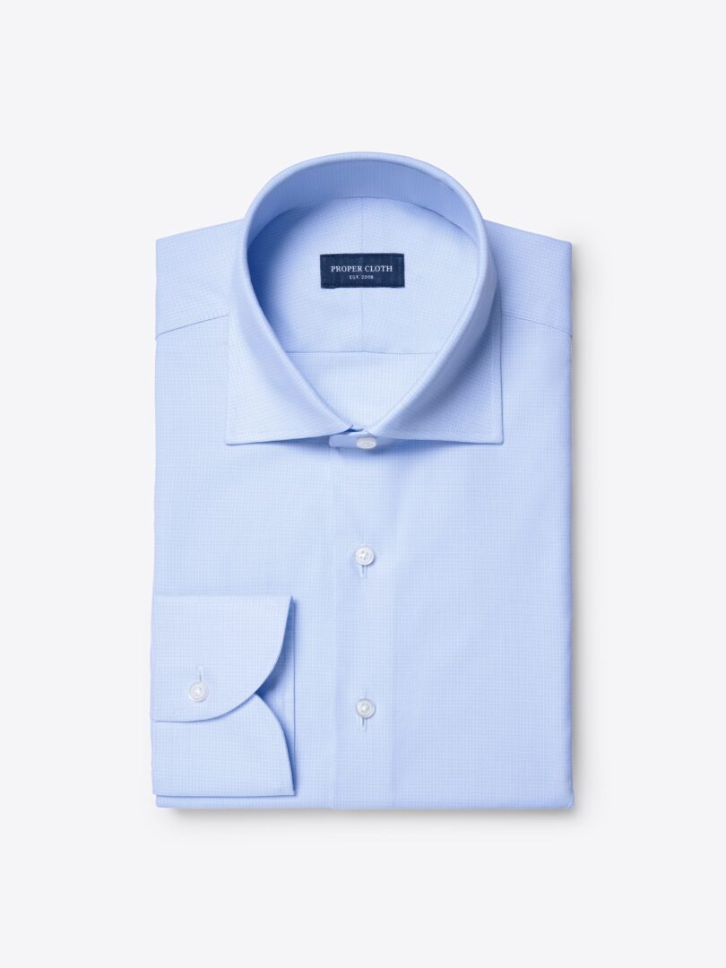 Thomas Mason Light Blue Small Check Twill 