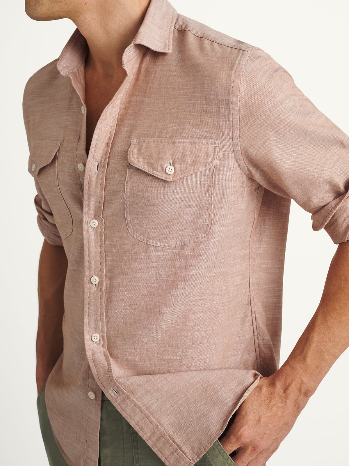 Proper Cloth Men's Albini Rust Lightweight Slub Twill Shirt - Yellow, Size: 14, Regular, 100% Cotton Proper Cloth Men's Albini Rust Lightweight Slub Twill Shirt - Yellow, Size: 14, Regular, 100% Cotton