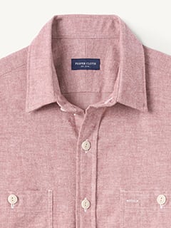 The Brushed Chambray Utility Shirt in Red