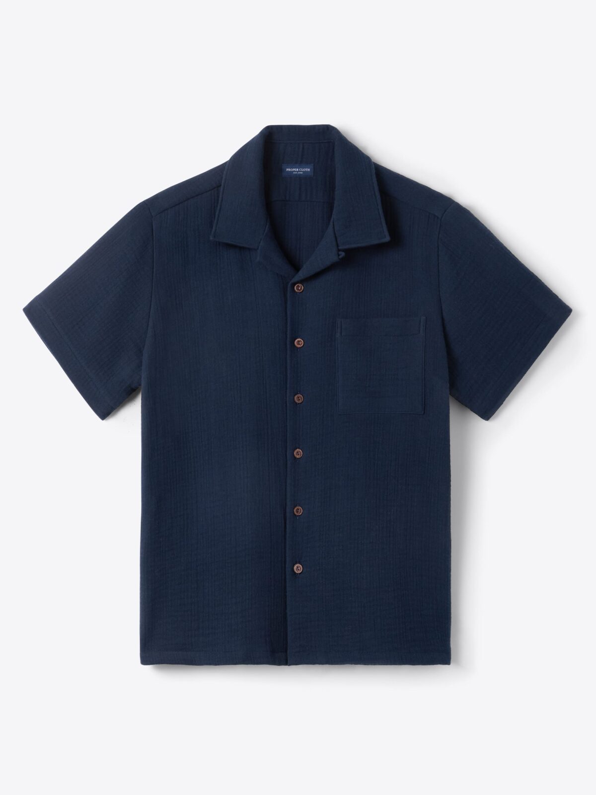 The Japanese Double Cloth Camp Shirt in Navy
