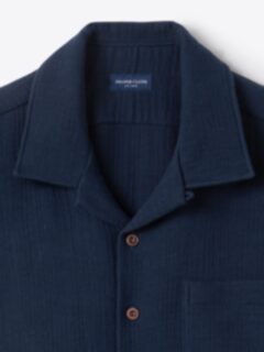 The Japanese Double Cloth Camp Shirt in Navy