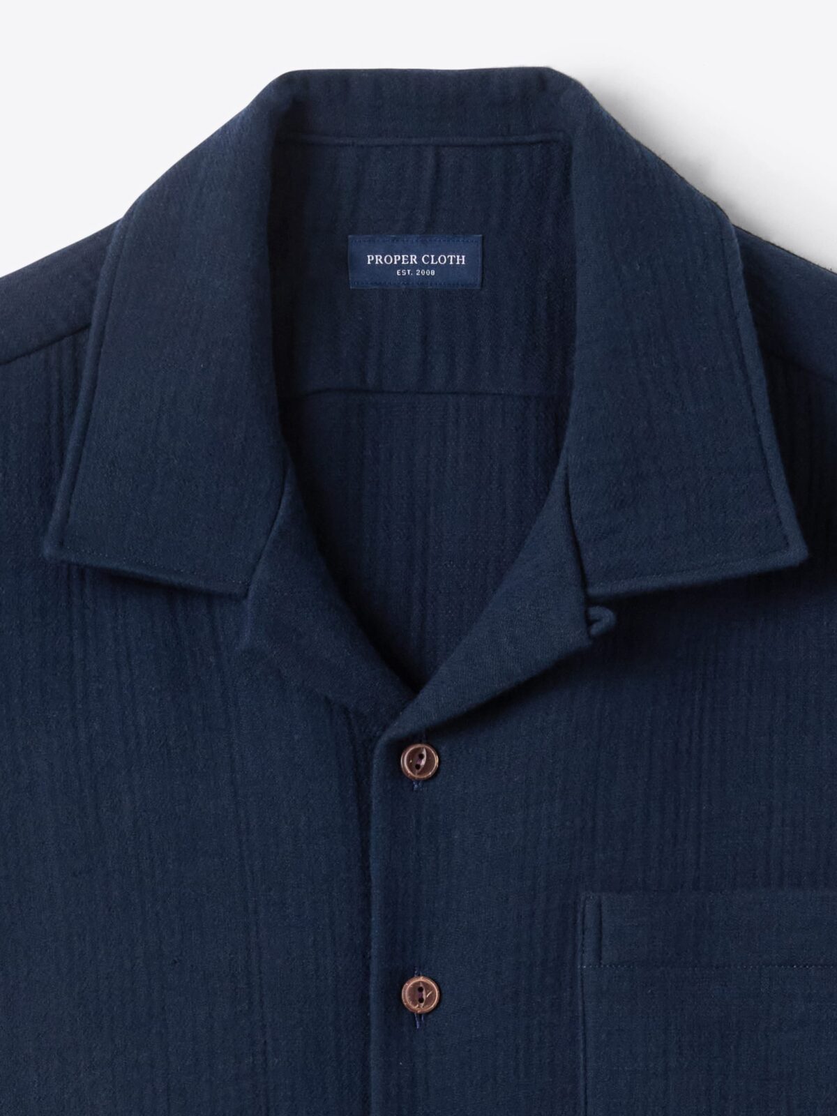 The Japanese Double Cloth Camp Shirt in Navy
