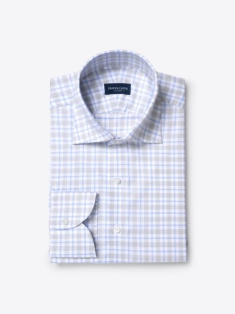 Shop Sutton 120s Grey and Blue Check