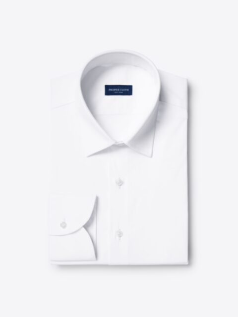 Shop Albini White Stretch Poplin