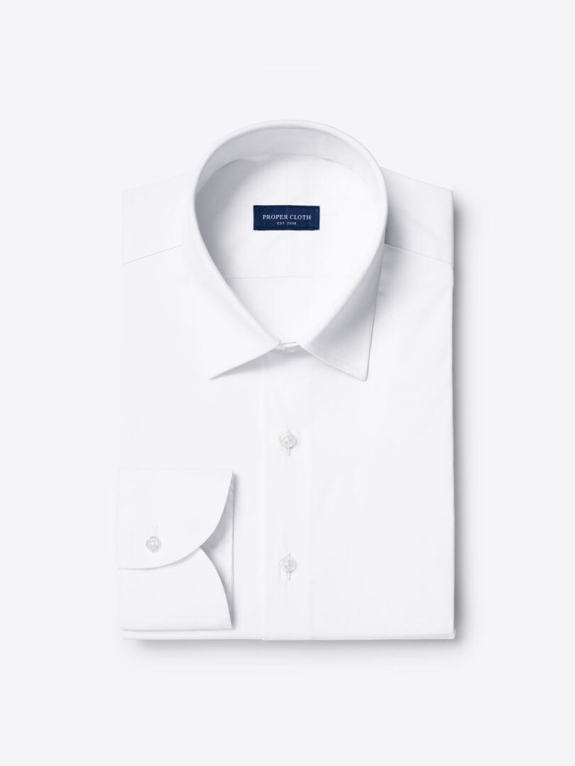 Albini White Stretch Poplin 