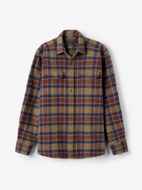 Shop Japanese Washed Rust and Navy Low Twist Plaid