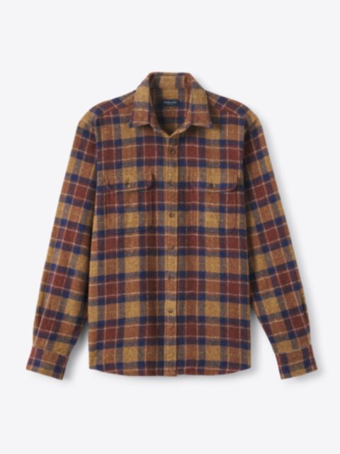 Shop Japanese Washed Rust and Navy Low Twist Plaid