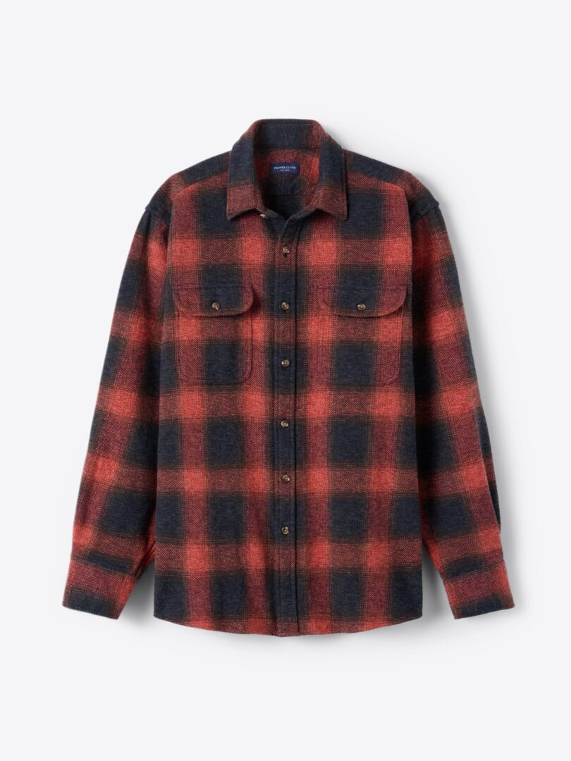Japanese Black and Red Low Twist Ombre Plaid 