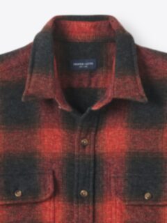 The Japanese Low Twist Shirt in Black and Red Ombre Plaid