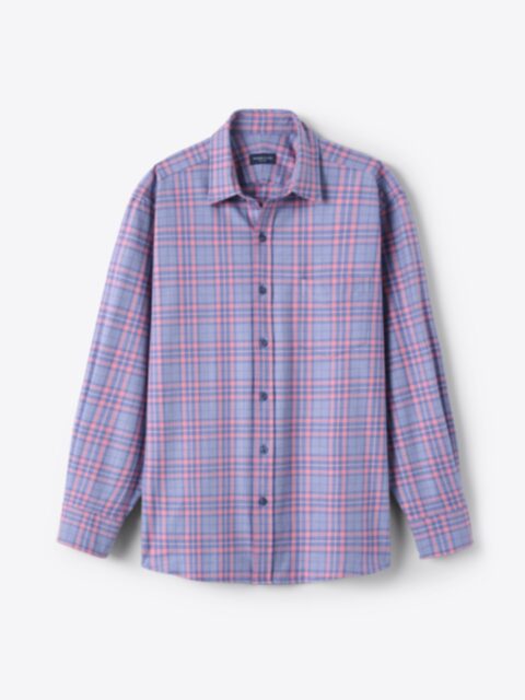 Shop Malibu Faded Blue and Rose 4 Way Stretch Plaid Twill