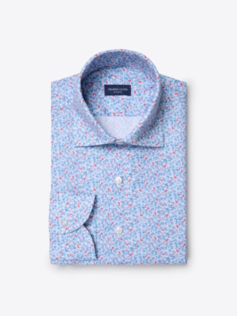 Shop Non-Iron Stretch Blue and Persimmon Floral Print