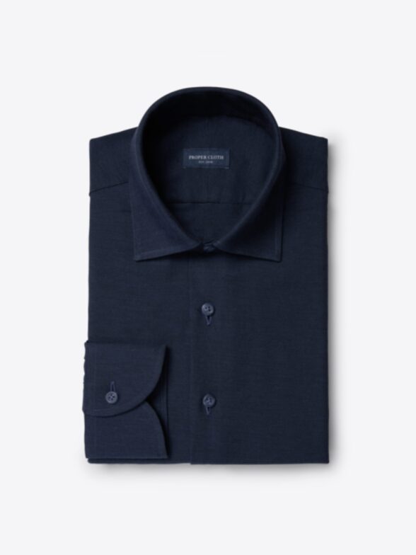 Men’s Thomas Mason Navy Cotton and Cashmere Thumb