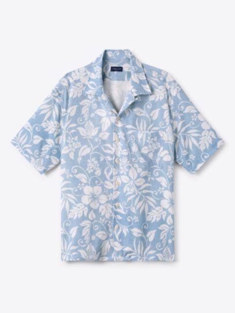 Shop Sky Blue Linen Blend Aloha Print
