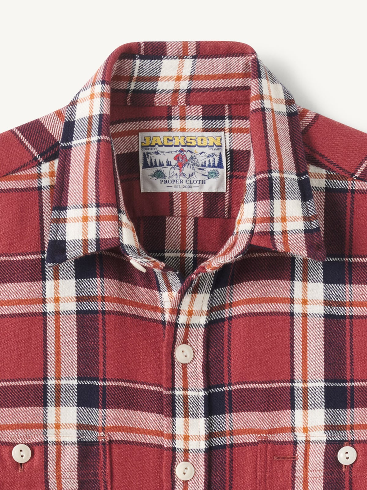The Jackson Shirt in Brick and Navy
