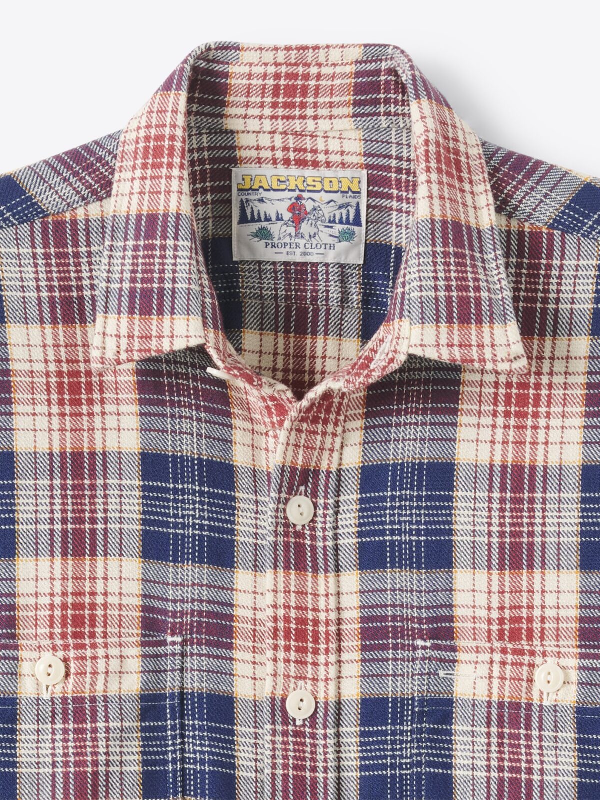 The Jackson Shirt in Navy Brick and Beige