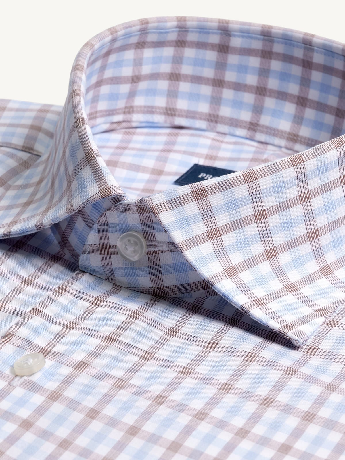 Irving Blue and Brown End on End Check Shirt