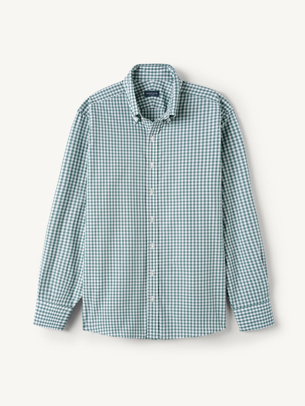 green gingham dress shirt Men's Light Green and White Gingham Long Sleeve Dress Shirt, Stain Repellent, Wrinkle Resistant main image 0