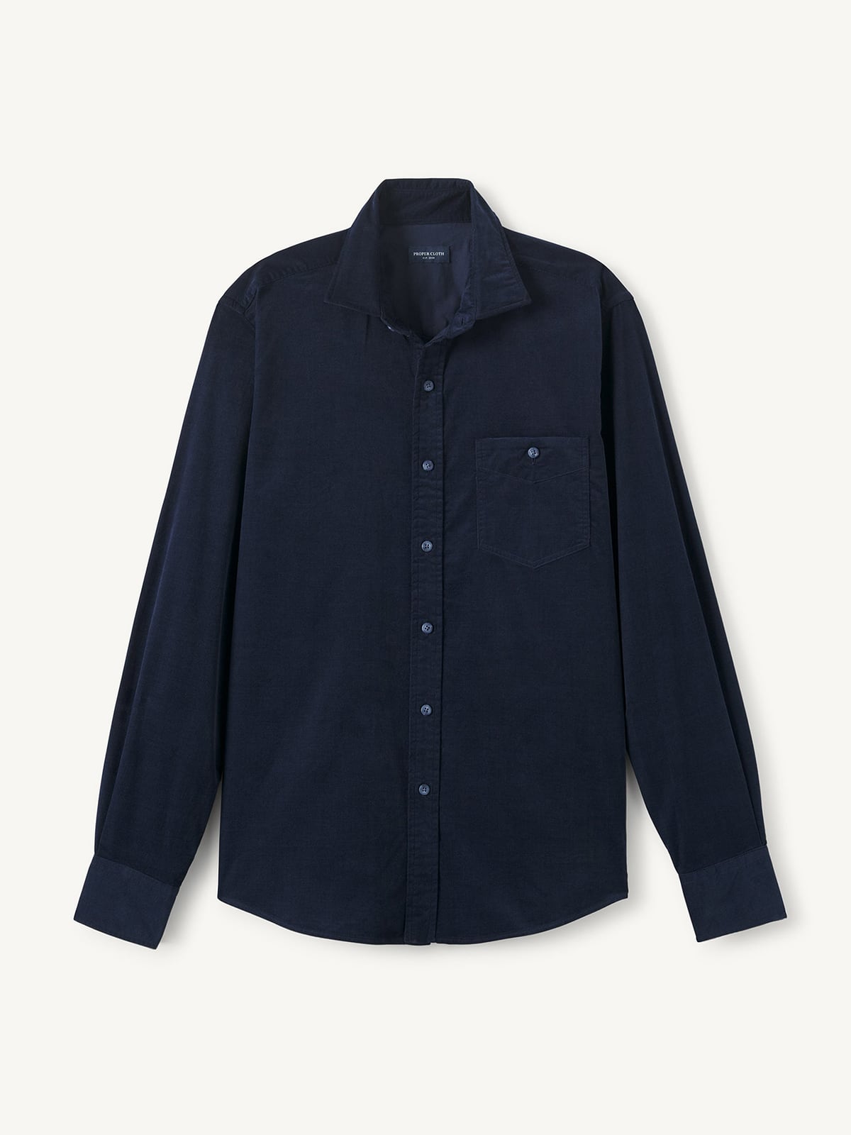 pincord dress shirt Proper Cloth Men's Graham Navy Stretch Pincord Corduroy Custom Dress Shirt