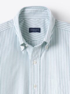 The Clark Oxford Cloth Button Down in Green University Stripe