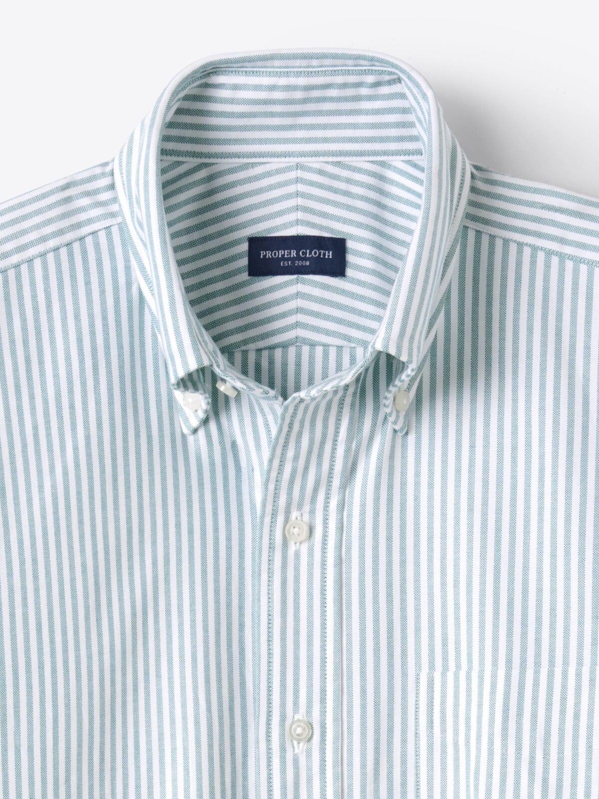 The Clark Oxford Cloth Button Down in Green University Stripe