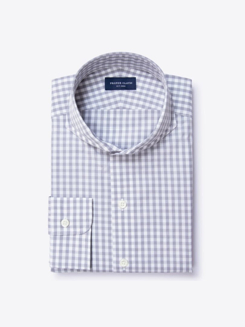 Canclini Grey 120s Gingham Tailor Made Shirt 
