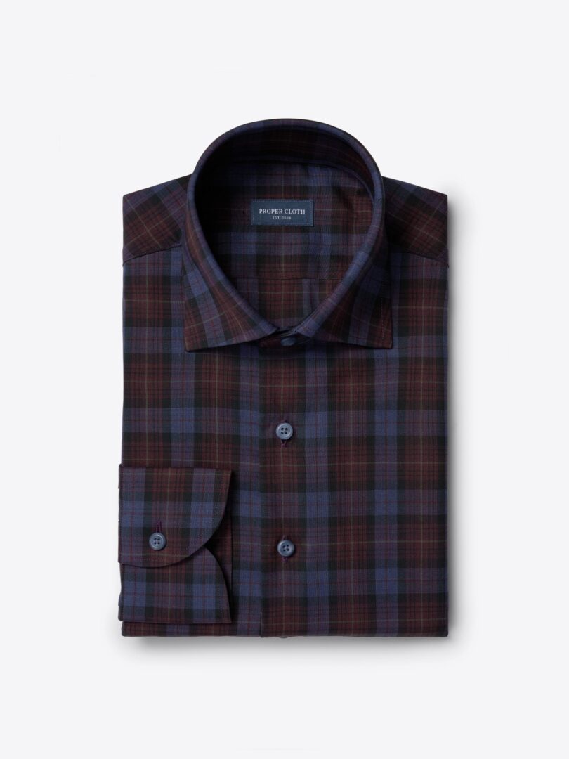 Reda Slate and Crimson Plaid Merino Wool 