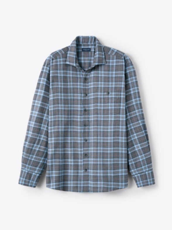 Men’s Satoyama Charcoal Sky and Salmon Plaid Thumb