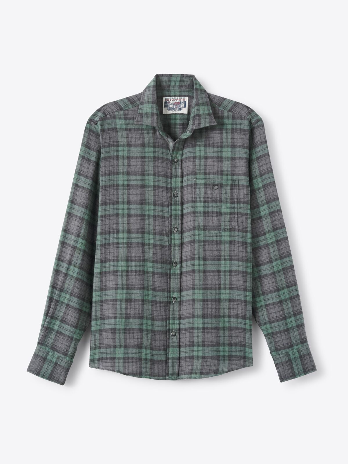 Satoyama Sage and Charcoal Plaid Shirt by Proper Cloth