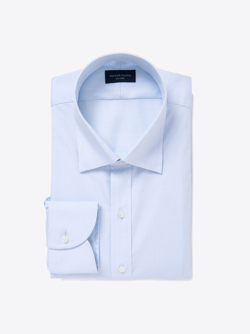 Bowery Light Blue Wrinkle-Resistant Pinpoint Dress Shirt 
