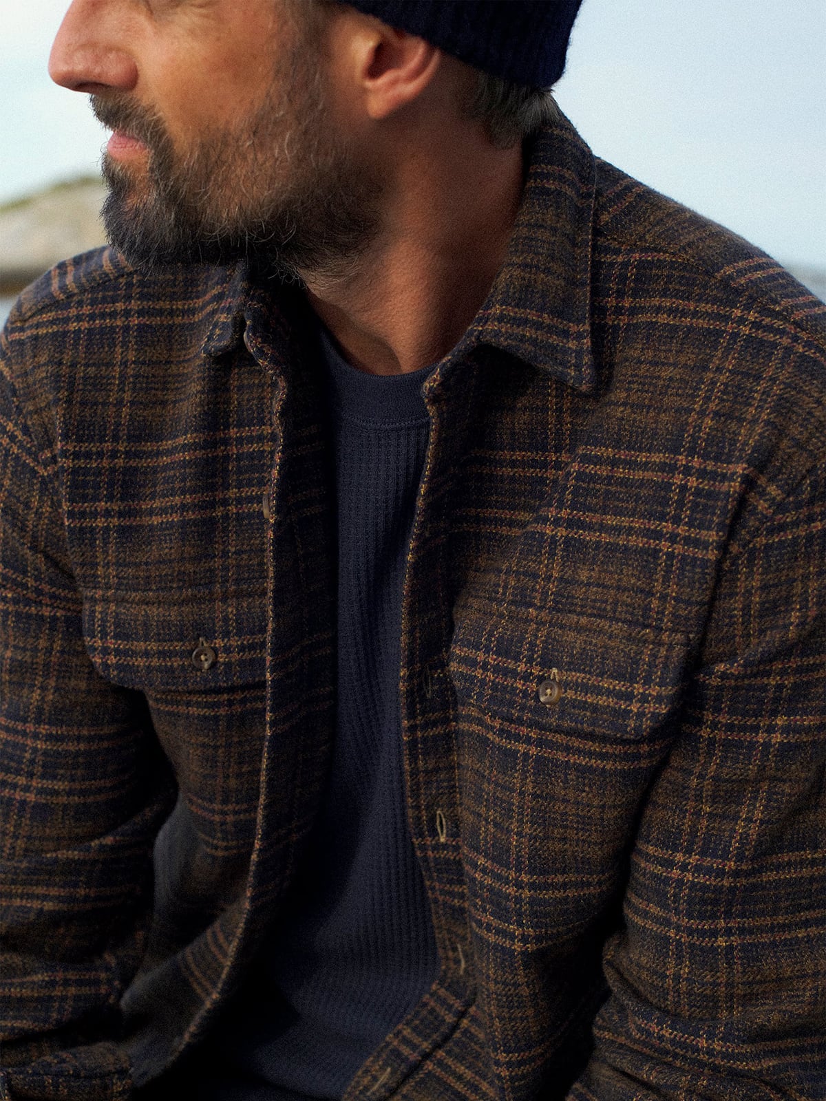 The Low Twist Shirt in Dark Hickory Ombre Plaid