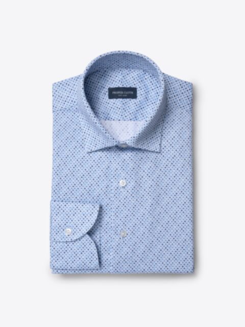 Shop Organic Stretch Cotton Blue Micro Tile Print