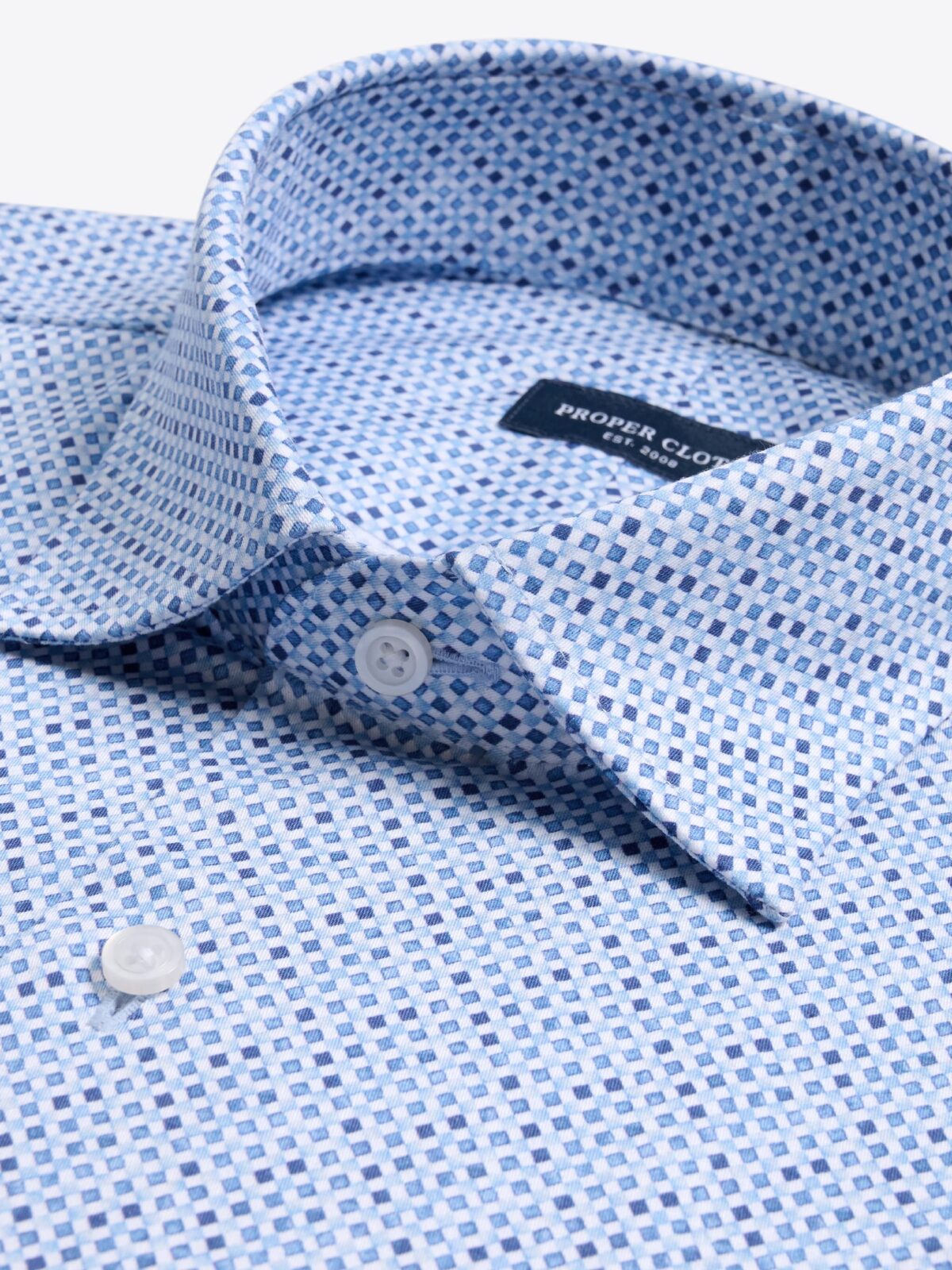 The Franklin Printed Stretch Dress Shirt in Blue Diamond Tile