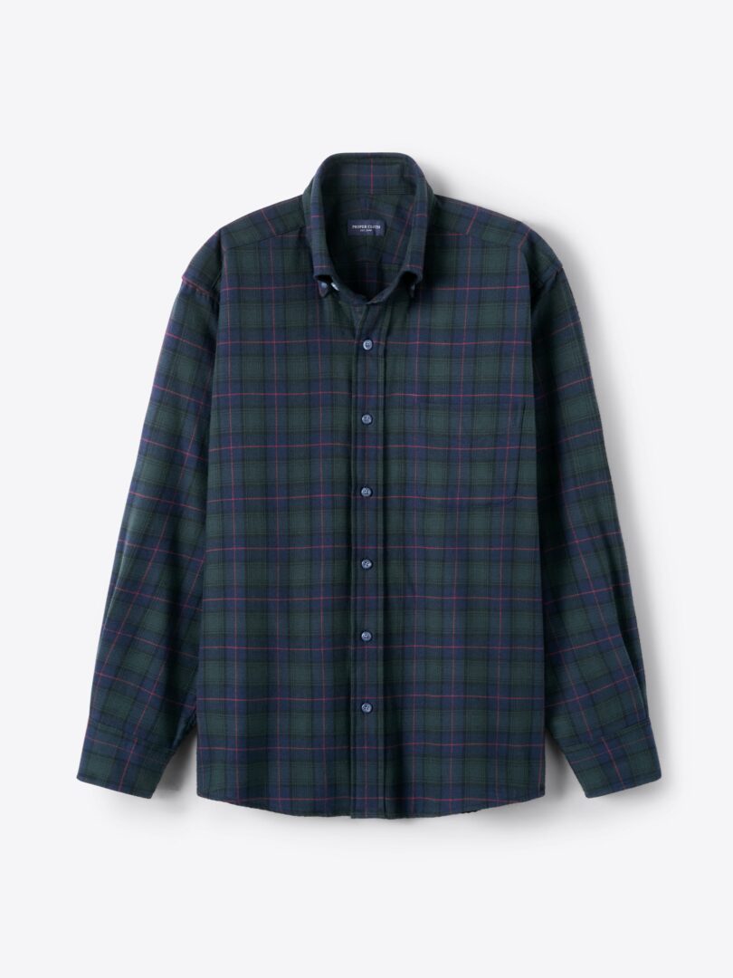 Thumb Photo of Japanese Navy Green and Red Tartan Flannel Sport Shirt