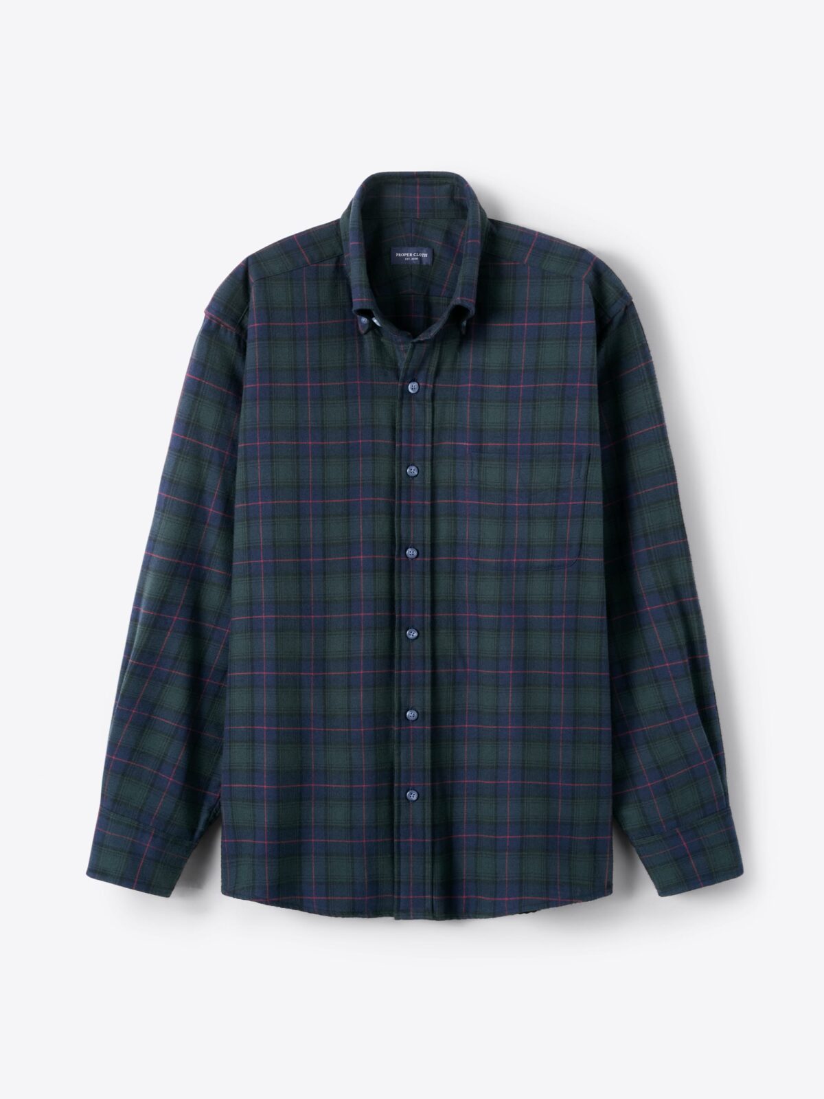 The Tartan Flannel Sport Shirt in Navy Green and Red