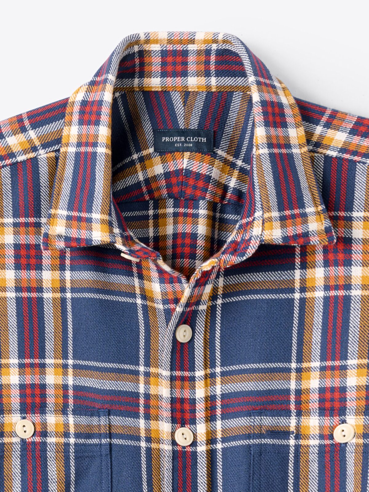 Jackson Navy Red and Gold Country Plaid Shirt by Proper Cloth