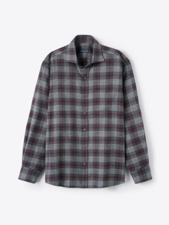 Canclini Grey Black and Burgundy Plaid Beacon Flannel Product Image