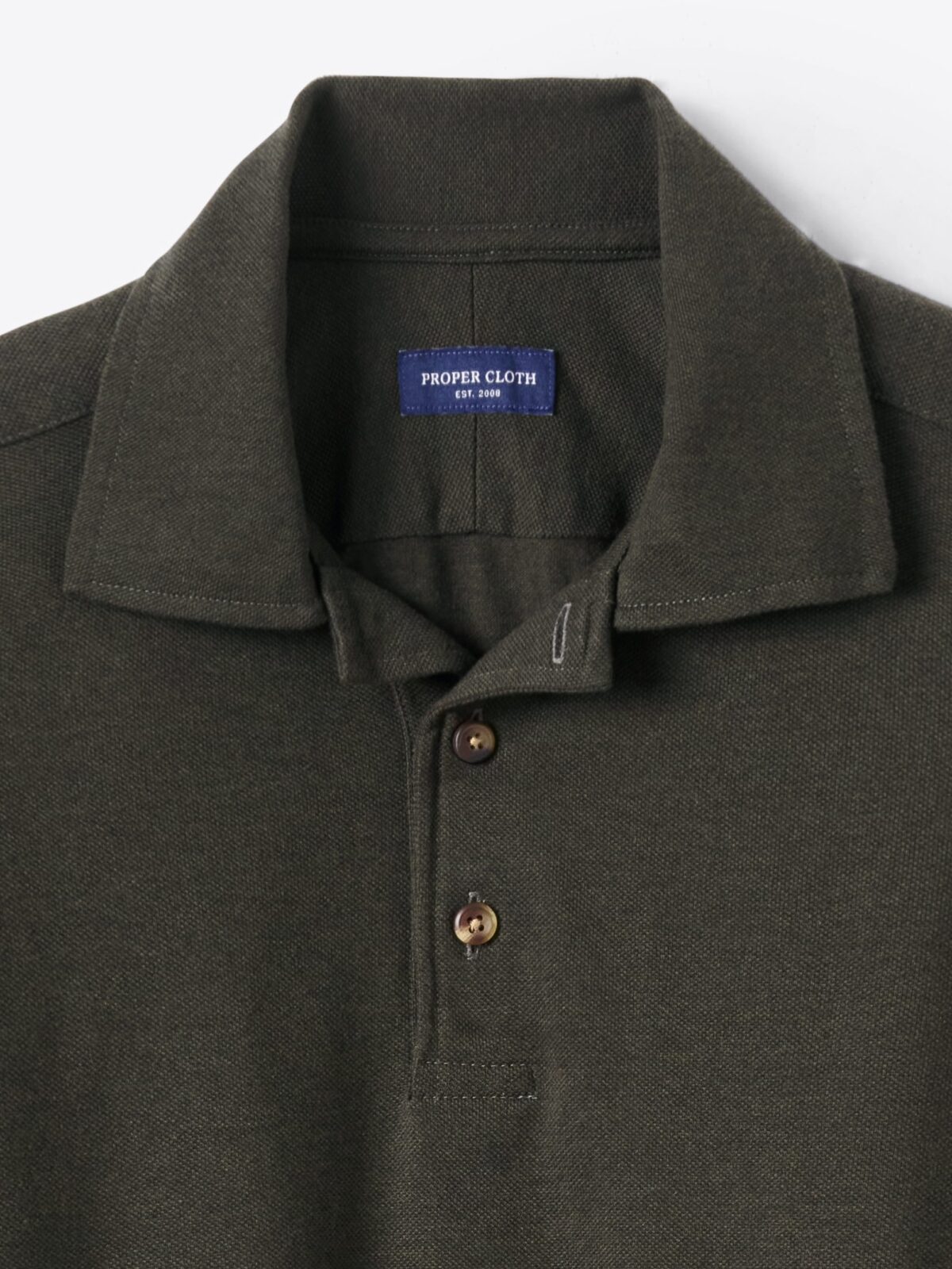 Pine Melange Italian Easy Care Long Sleeve Polo Shirt Shirt