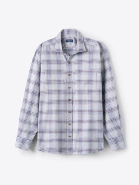 Shop Kent Light Grey Burgundy and Slate Plaid Lightweight Flannel