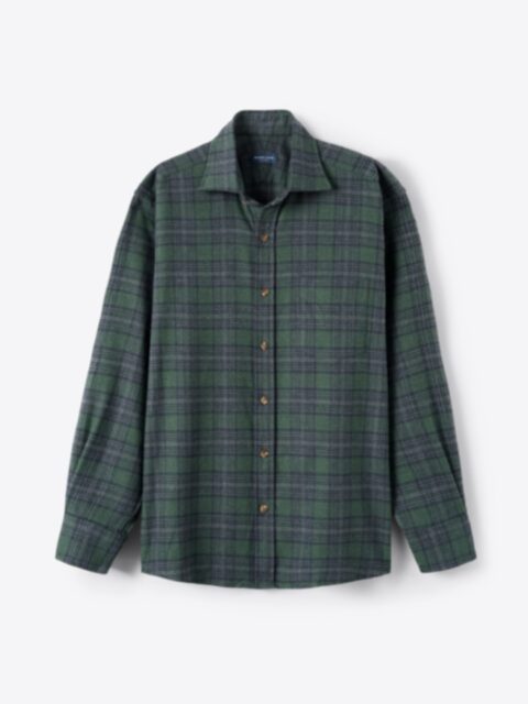 Japanese Green Low Twist Plaid Shirt by Proper Cloth