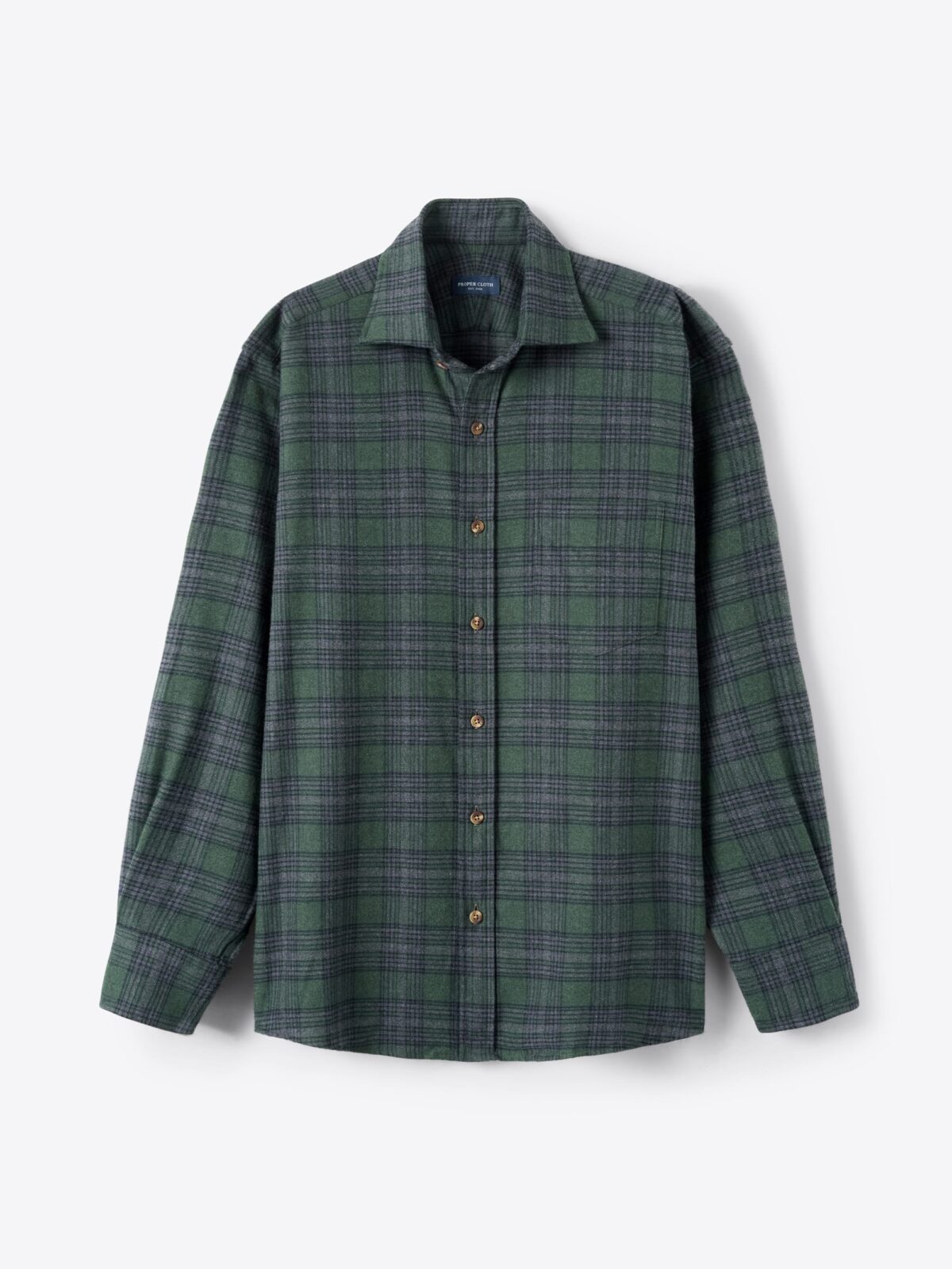 The Beacon Flannel Shirt in Pine and Grey Plaid