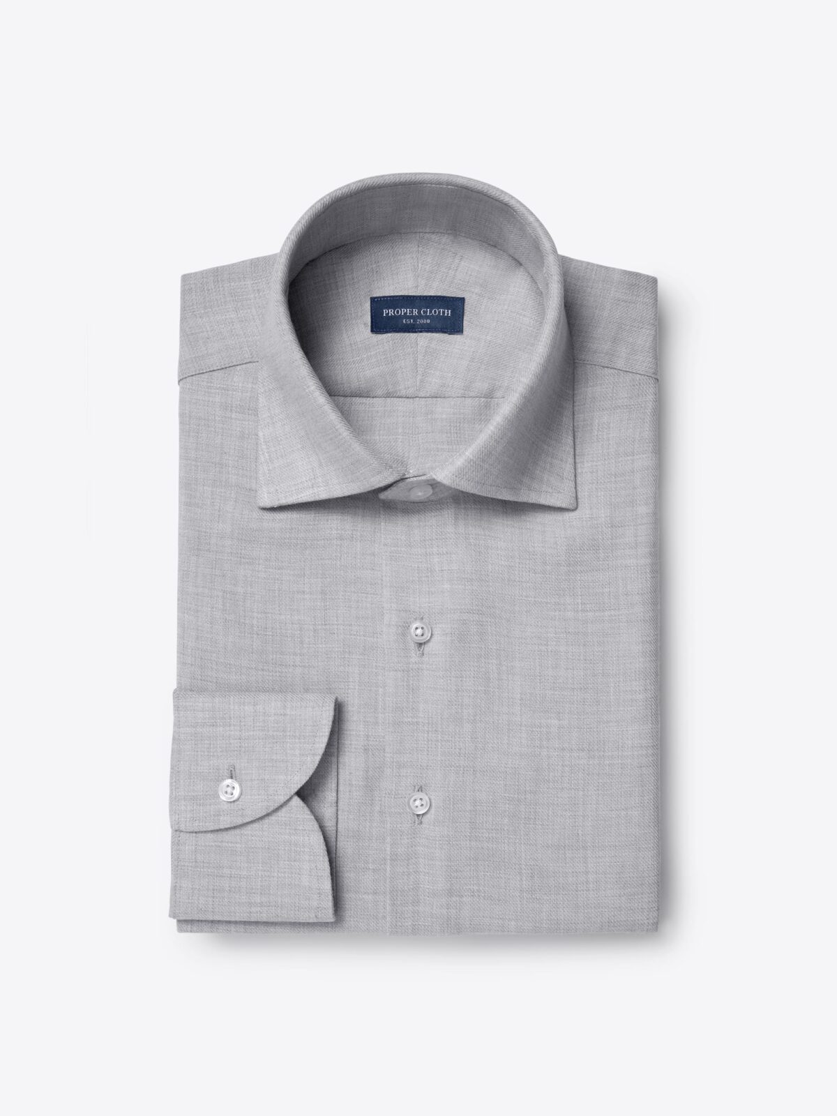 The Thomas Mason Cotton and Cashmere Dress Shirt in Light Grey
