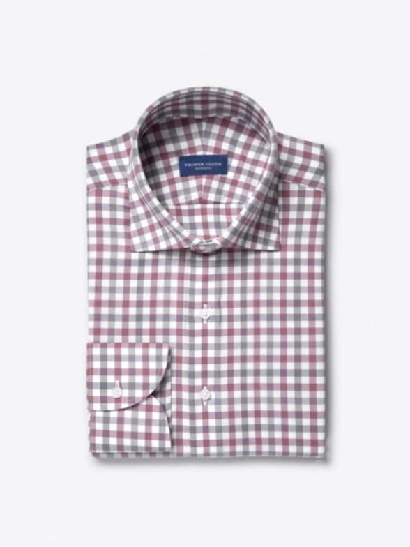 Men’s Performance Wine and Grey Large Gingham Thumb