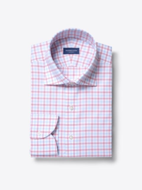 Shop Non-Iron Stretch Supima Light Blue and Red Multi Check