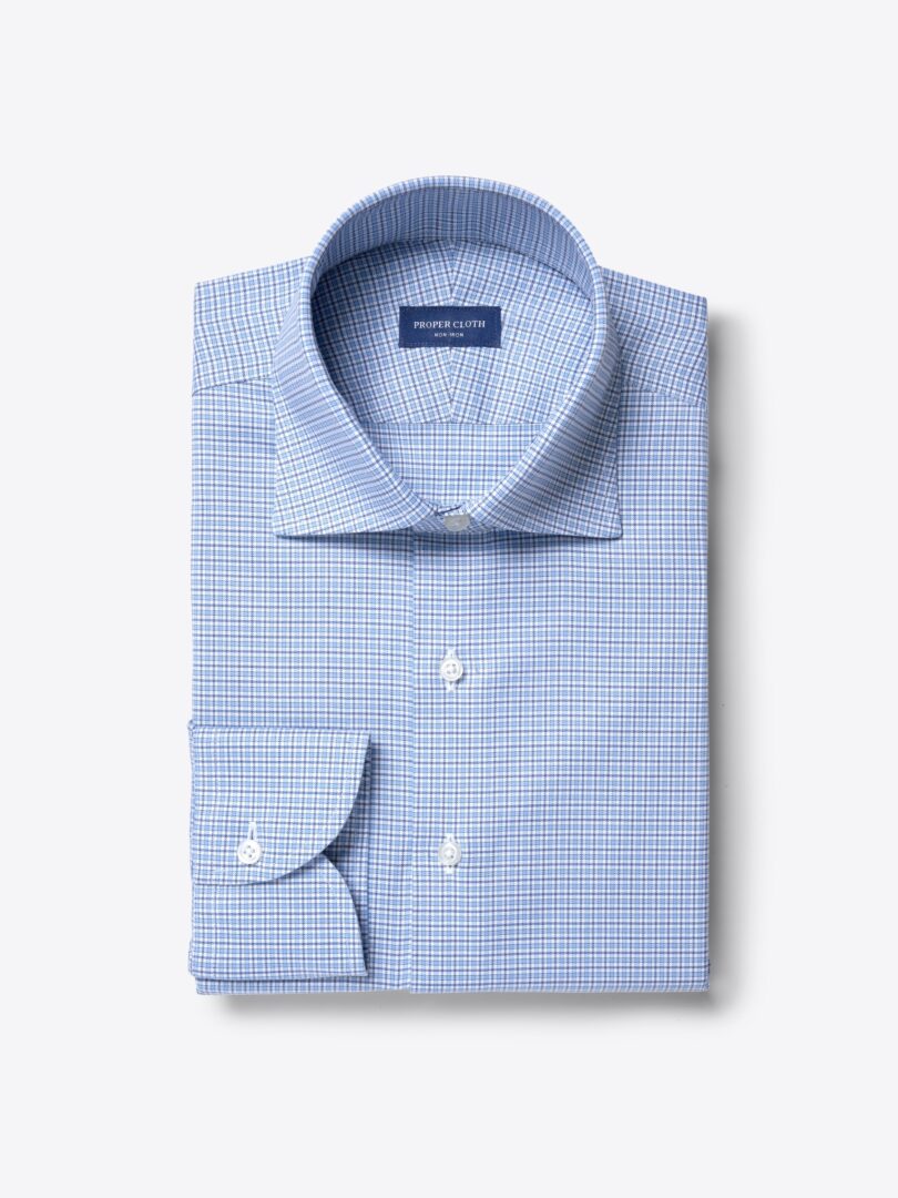 Non-Iron Stretch Supima Blue Multi Check 