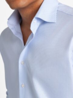 The Thomas Mason Wrinkle-Resistant Shirt in Light Blue Stripe