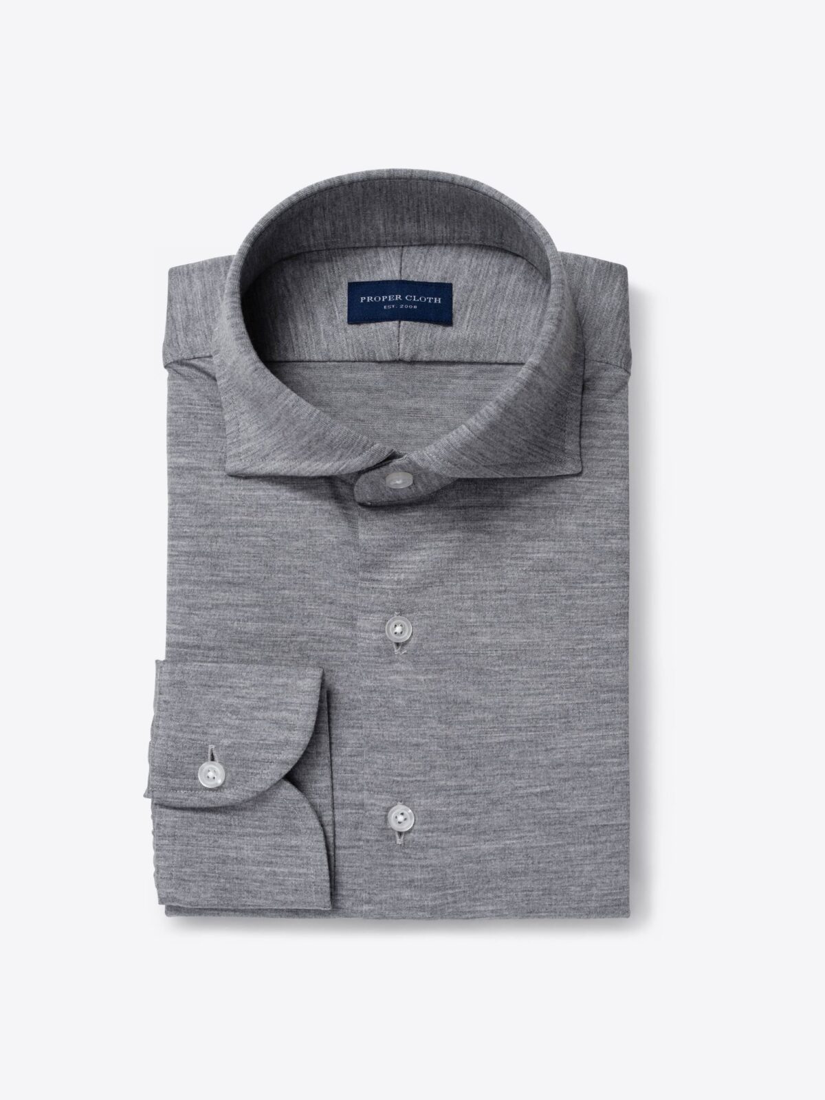 Reda Light Grey Melange Merino Wool Jersey Knit Shirt by Proper Cloth