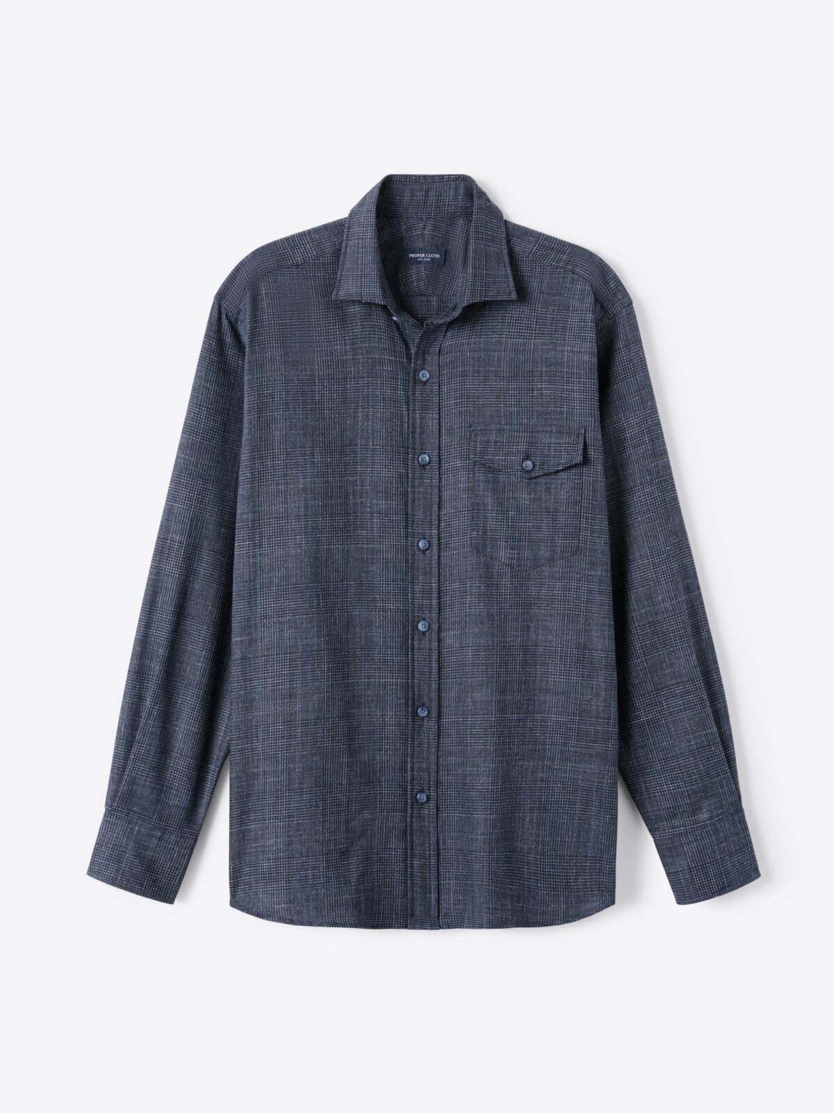 The Italian Slub Weave Sport Shirt in Slate Glen Plaid