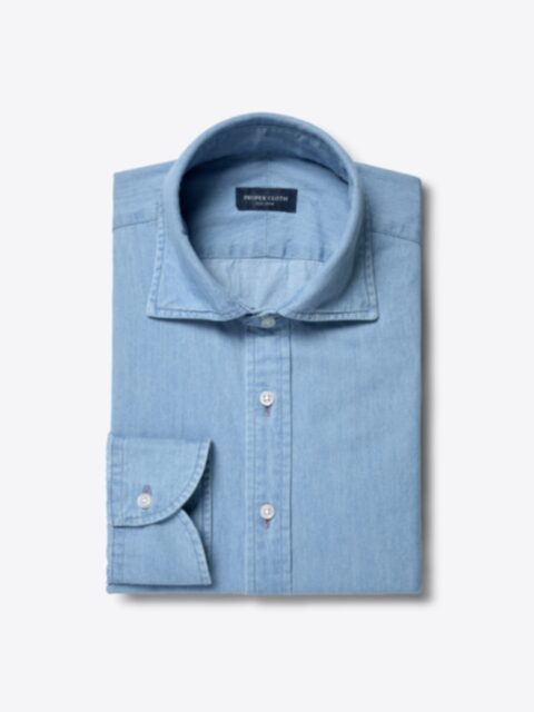 Shop Washed Lightweight Indigo Denim Twill
