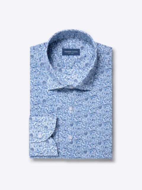 Shop Lightweight Blue Floral Washed Poplin