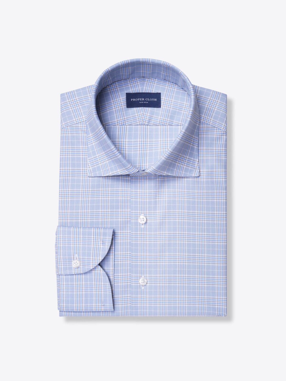 Thomas Mason Non-Iron Blue and Grey Multi Check Shirt by Proper Cloth